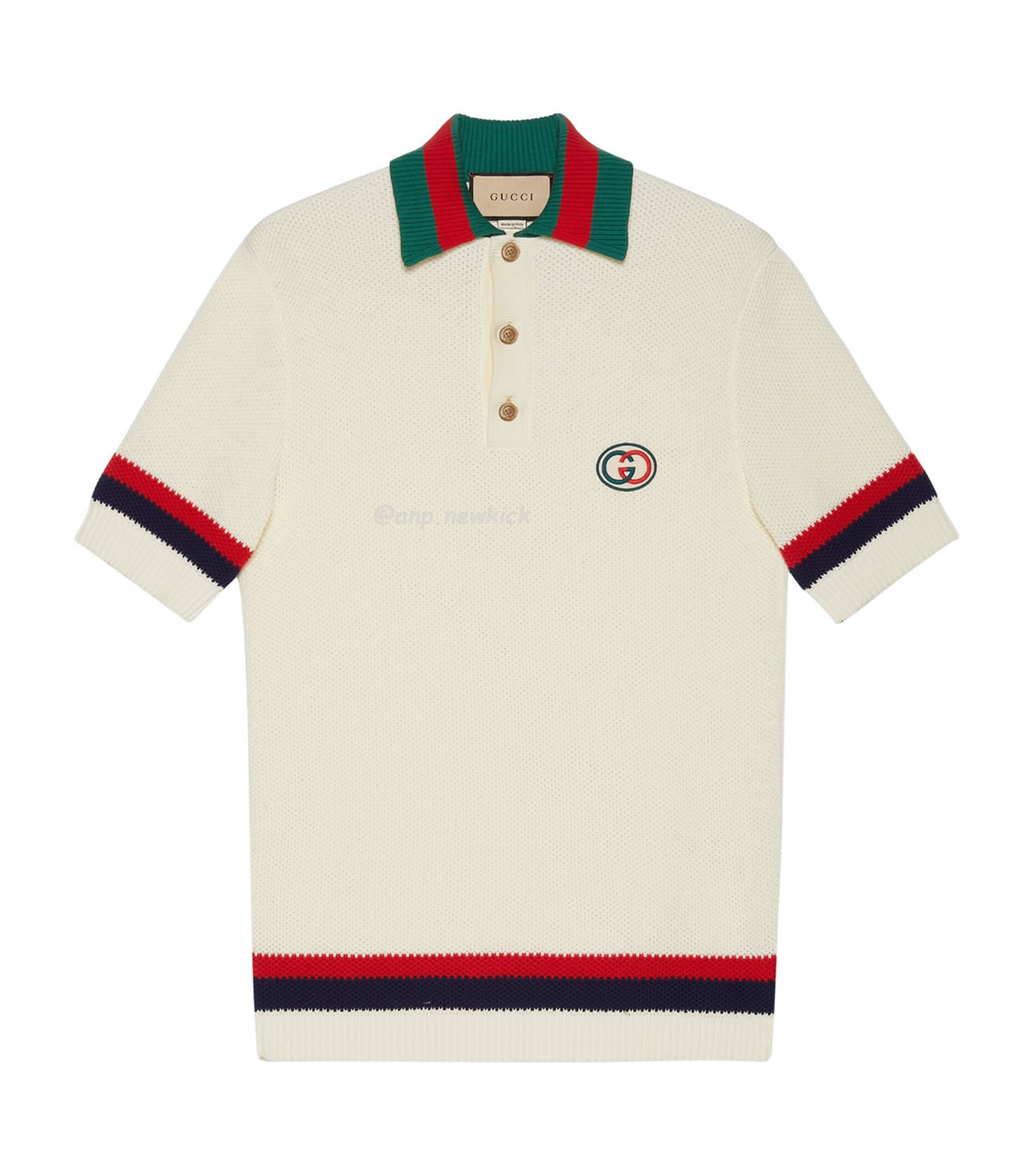 Gucci Logo Appliqued Striped Cotton Polo Shirt (1) - newkick.vip